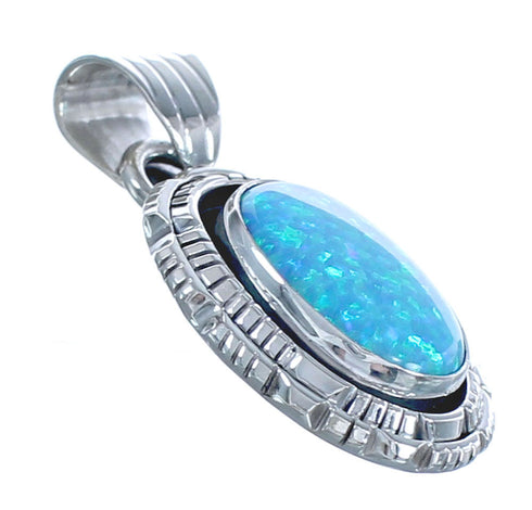 Sterling Silver Navajo Blue Opal Authentic Pendant BX119454